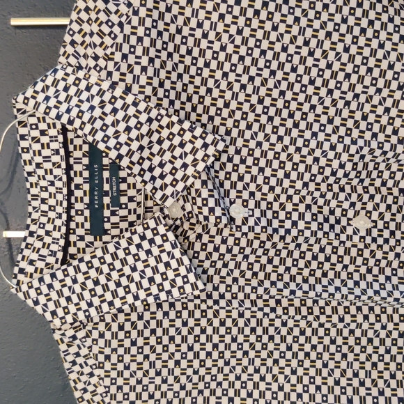 Perry Ellis contemporary men's button down patterned shirt, size Large, stretch - Picture 1 of 4